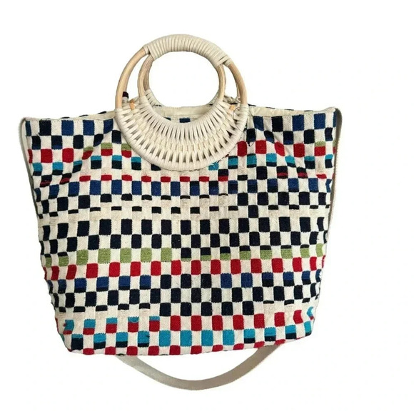 Francesca's  Multicolored Bamboo Tote🌴 - Picture 2 of 7